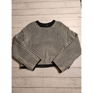 H&M Divided Striped Chunky Knit Cropped‎ Sweater Black White Small